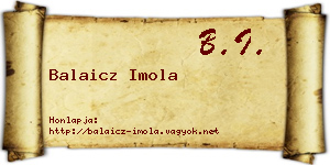 Balaicz Imola névjegykártya